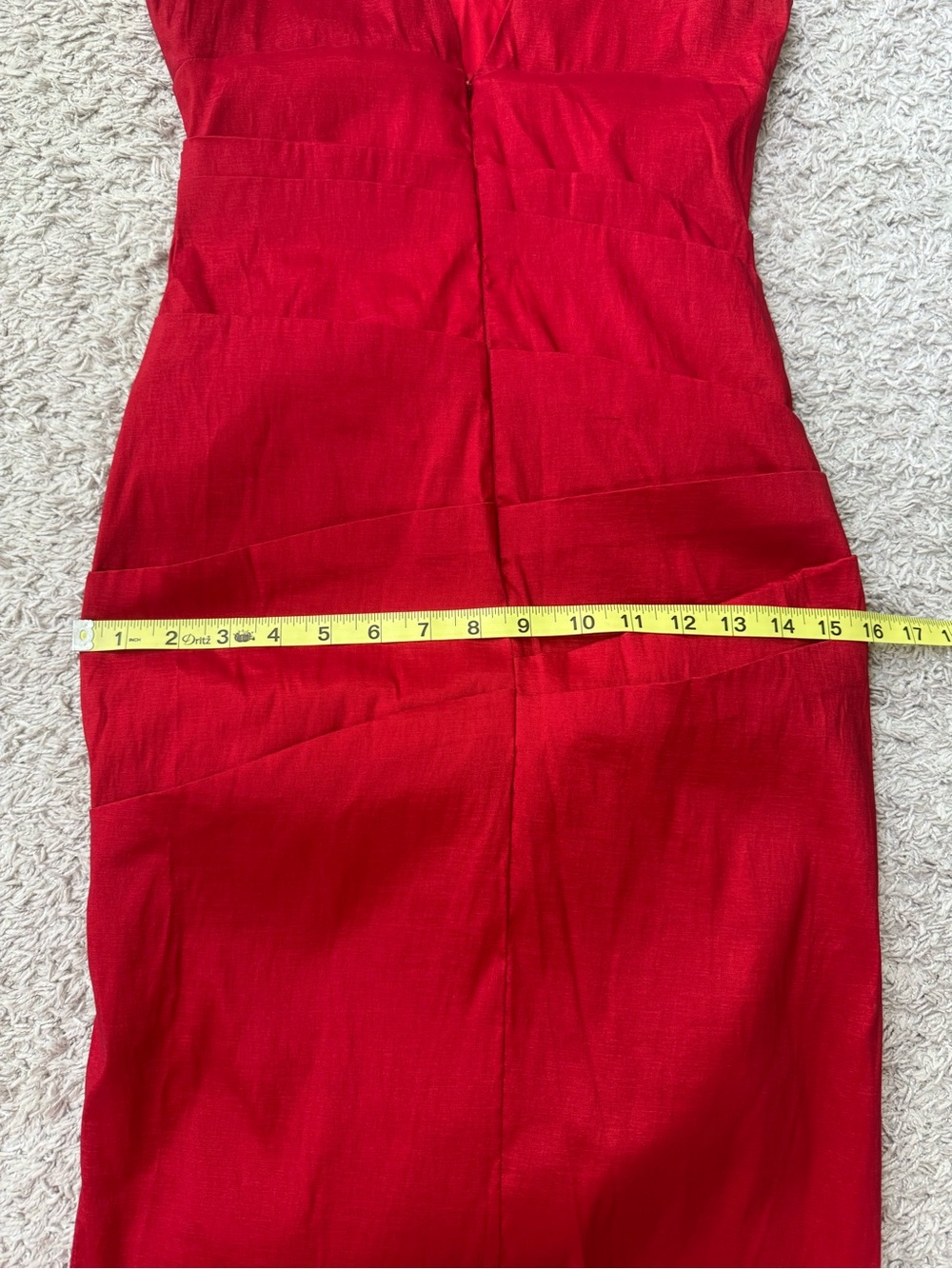 Cache Red V-Neck Sleeveless Satin Bodycon Dress - Picture 11 of 12